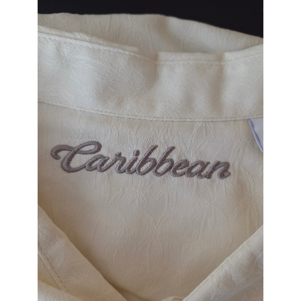 Caribbean Men's button up shirt Size 4XB Big Man Ivory Paradise Palms NWT - Picture 5 of 8